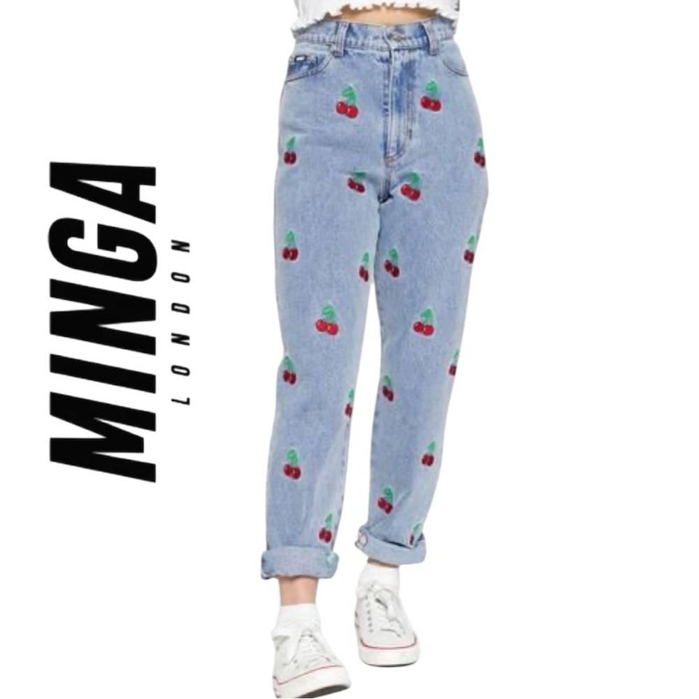 Minga London Embroidered Cherry‎ Jeans - Size 4